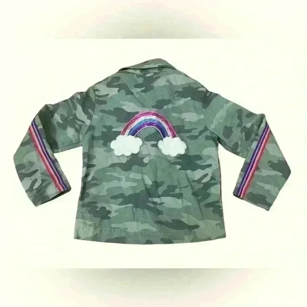 Children’s Place Rainbow and Camouflage little girl jacket size 5/6